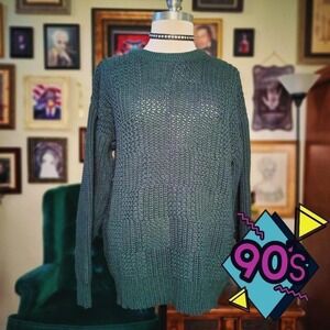 Windridge Chunky Sweater Vintage 90s Womens Medium Green Oversized Knit Pullover